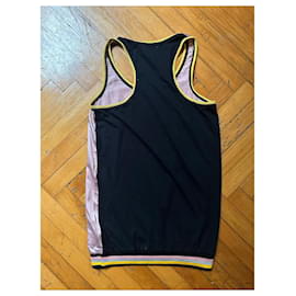 John Galliano-John Galliano SS2009 Pink Satin Tank Vest "Liberty or Death"-Black,Pink,Yellow