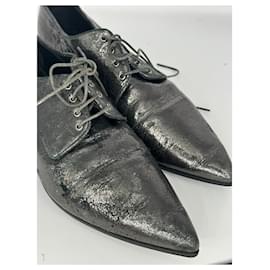 Miu Miu-Miu Miu waxed shoes in dark silver-Silvery