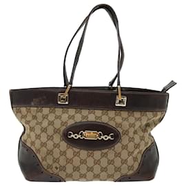 Gucci-GUCCI GG Canvas Shoulder Bag Beige 145993 auth 70779-Beige