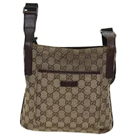 Gucci-GUCCI Bolso de hombro de lona GG Beige 122793 autenticación 70605-Beige