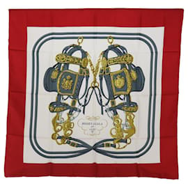 Hermès-HERMES CARRE 90 BRIDES de GALA Schal Seide Rot Auth bs13337-Rot