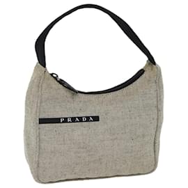 Prada-PRADA Hand Bag Canvas Gray Auth 70526-Grey