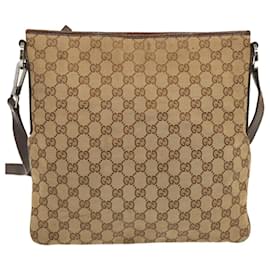 Gucci-GUCCI Bolso de hombro de lona GG Beige 113013 Auth ac2895-Beige