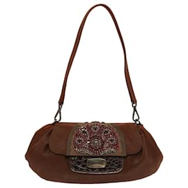 Prada-PRADA Shoulder Bag Leather Brown Auth 70339-Brown
