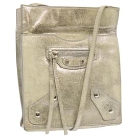 Balenciaga-BALENCIAGA Milky Way Shoulder Bag Leather Silver Auth ac2904-Silvery