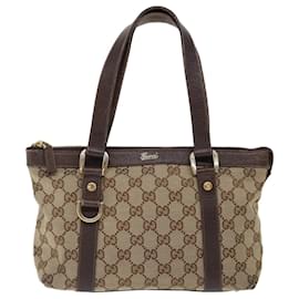 Gucci-GUCCI GG Canvas Hand Bag Beige 141471 Auth ep3861-Beige