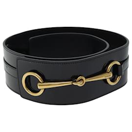 Gucci-GUCCI Horsebit Belt Patent leather 34.6"" Black Auth ar11628b-Black