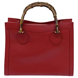 Gucci-GUCCI Bamboo Tote Bag Leather Red 002 0260 2615 auth 70186-Red
