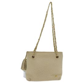 Bolsa de ombro com corrente acolchoada BALLY Couro Bege Auth ac2905 Bege