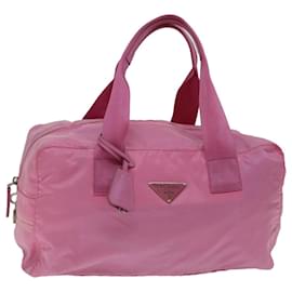 Prada-PRADA Boston Bag Nylon Pink Auth ac2870-Pink