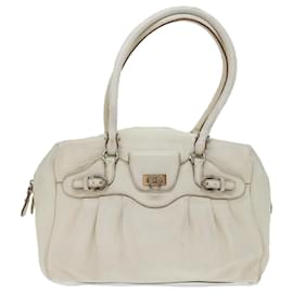 Salvatore Ferragamo-Salvatore Ferragamo Gancini Bolsa de Ombro Couro Branco Auth 70361-Branco