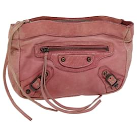 Balenciaga-BALENCIAGA Pouch Leather Pink 110481 auth 70642-Pink