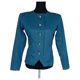 Yves Saint Laurent-Benzin-grüne Jacke YSL Vintage-Blau,Grün