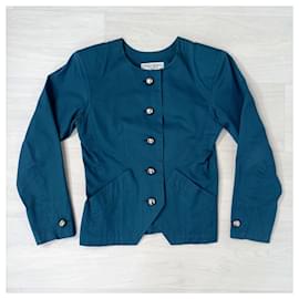Yves Saint Laurent-Benzin-grüne Jacke YSL Vintage-Blau,Grün