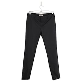Saint Laurent-Pantalones rectos en algodón-Negro