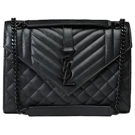 Yves Saint Laurent-YVES SAINT LAURENT Tasche aus schwarzem Leder - 101847-Schwarz