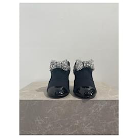 Chanel-CHANEL Sandalen T.EU 38.5 Stoff-Schwarz