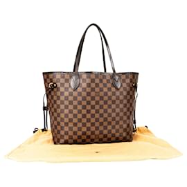 Louis Vuitton-Louis Vuitton Damier Ebene Monogram Neverfull MM Shopper Sac-Marron