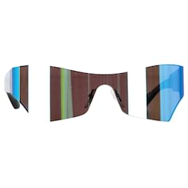 Balenciaga-Balenciaga Reflective Shield Sunglasses in Blue Plastic-Blue