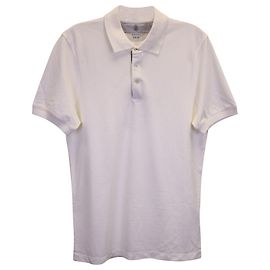 Polo Brunello Cucinelli de piqué de algodón crudo Blanco