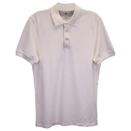 Brunello Cucinelli-Brunello Cucinelli Polo Shirt in Ecru Cotton Pique-White