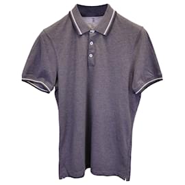 Brunello Cucinelli-Brunello Cucinelli Polo Shirt in Heather Grey Cotton Pique-Grey