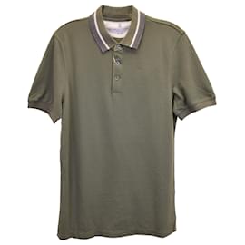 Brunello Cucinelli-Brunello Cucinelli Polo Shirt in Army Green Cotton Pique-Green,Olive green