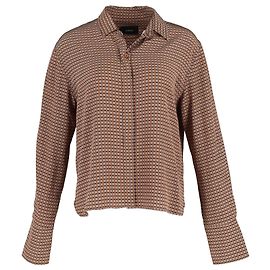 Camisa Joseph de cuadros con botones en seda marrón Castaño