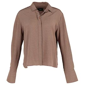 Joseph-Joseph Checked Button-Up Shirt in Brown Silk-Brown