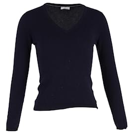 Brunello Cucinelli-Maglia Brunello Cucinelli in Cashmere Blu Navy-Blu