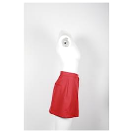 Alexander Mcqueen-Alexander McQueen Mini-jupe à plis creux en coton rouge-Rouge