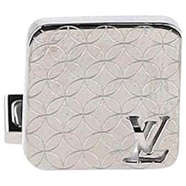 Louis Vuitton-Louis Vuitton Champs Elysées Manschettenknöpfe aus schwarzem und silbernem Metall-Silber,Metallisch