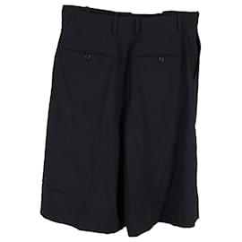 Loewe-Loewe Knee-Length Shorts in Black Wool-Black