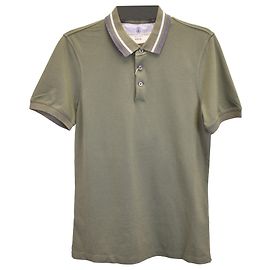 Polo Brunello Cucinelli de piqué de algodón verde militar Verde Verde oliva