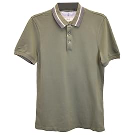 Brunello Cucinelli-Poloshirt von Brunello Cucinelli aus Baumwoll-Piqué in Armeegrün-Grün,Olivgrün