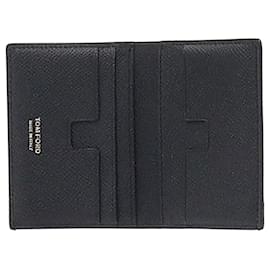 Tom Ford-Tom Ford Compact Bi-Fold Card Holder in Black Leather-Black