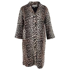 Ganni-Ganni Leopard Print Coat in Animal Print Wool-Other,Python print