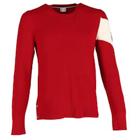 Moncler-Maglia Moncler a coste in lana rossa-Rosso