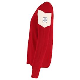 Moncler-Suéter Moncler Rib-Knit em Lã Vermelha-Vermelho