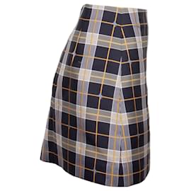 Burberry-Minifalda a cuadros con detalle de pliegues de Burberry en poliéster gris-Gris
