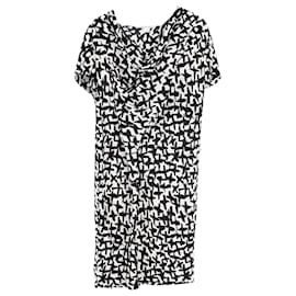 Diane Von Furstenberg-Vestido de manga corta estampado Diane Von Furstenberg en viscosa blanca y negra-Negro