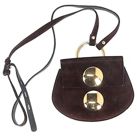 Chloé-Chloé Mini Faye Shoulder Bag in Brown Suede-Brown