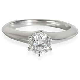 Tiffany & Co-TIFFANY & CO. Solitaire Engagement Ring in  Platinum H VS1 0.58 ctw-Silvery,Metallic