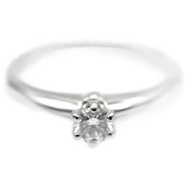 Tiffany & Co-TIFFANY & CO. Anello di fidanzamento con diamante in platino E VS2 0.19 ctw-Argento,Metallico