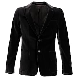 Prada-Prada Single-Breasted Blazer in Black Velvet-Black