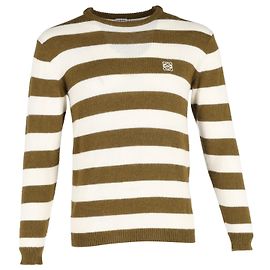 Jersey Loewe de rayas con logo bordado en lana caqui Verde Caqui