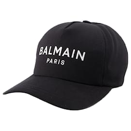Balmain-Embroidery Cap - Balmain - Cotton - Black/White-Black