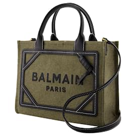 Balmain-B-Army Small Shopper Bag - Balmain - Canvas - Khaki/Black-Green,Khaki