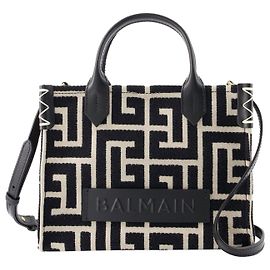 Bolsa de compras pequena B-Army - Balmain - Algodão - Marfim/Cor preta Branco