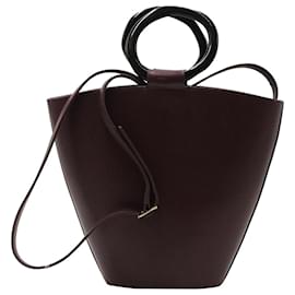 Staud-Staud Seberg Shoulder Bag in Maroon Leather-Brown,Red